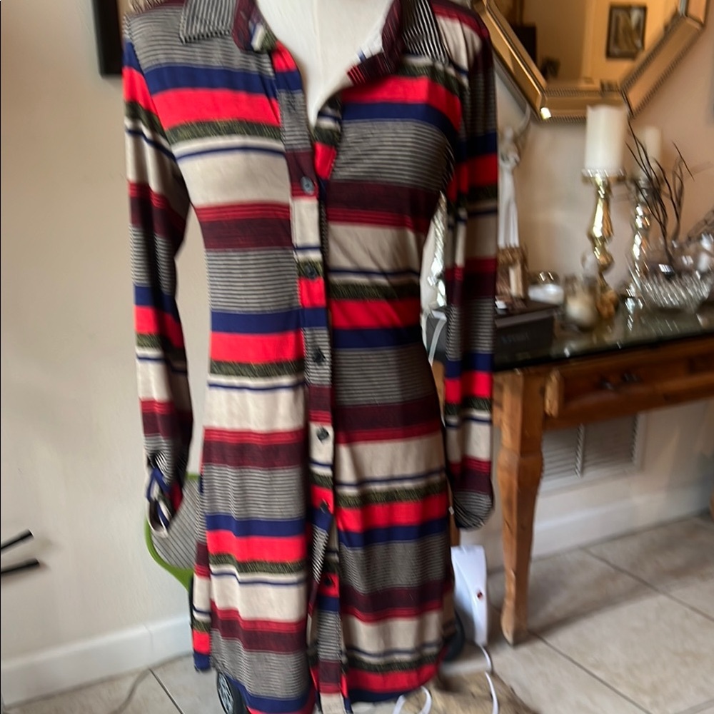 TRUE LIGHT Multicolor Striped Long Sleeve Dress